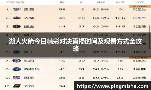 湖人火箭今日精彩对决直播时间及观看方式全攻略